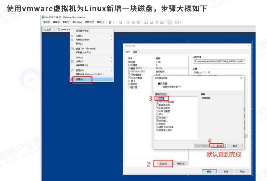 使用虚拟机为Linux新增一块磁盘